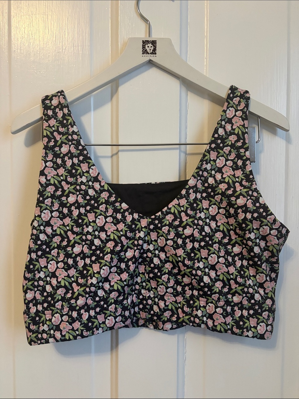 Black Floral Sports Bra / Crop Tank Top